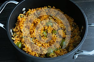 Pot of Arroz Con Gandules photo