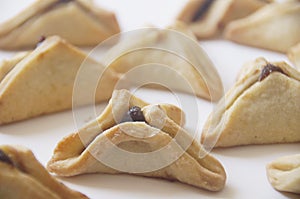 Traditional purim triangular pastry stuffed with figs