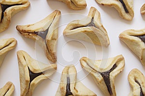 Traditional purim triangular pastry stuffed with figs