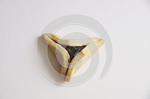 Traditional purim triangular pastry stuffed with figs