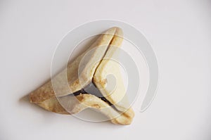 Traditional purim triangular pastry stuffed with figs