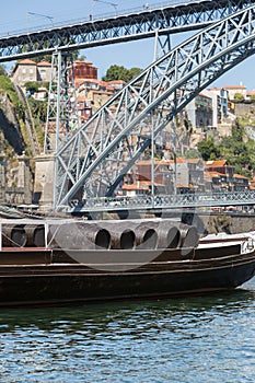 Traditional Rabelo Boats on the Bank of the River Douro - Porto, Portugal