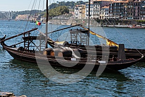 Traditional Rabelo Boats on the Bank of the River Douro - Porto, Portugal