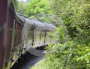 Traditional railway train carriages photo