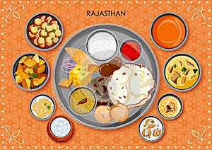 Traditional Rajasthani cuisine and food meal thali