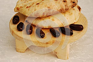 The traditional Ramadan meal: date palm and loaf