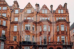 Traditional red brick houses in Kensington and Chelsea, London, UK