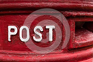Traditional red british Royal Mail Post Box