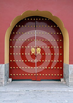 Traditional Red Chinese Door