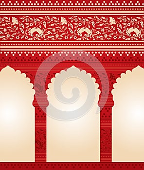 Traditional red Indian floral temple background photo