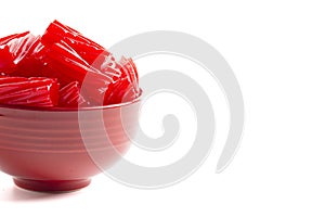 Traditional Red Licorice Pieces Isolated on a White BackgroundRed Licorice Pieces Isolated on a White Background