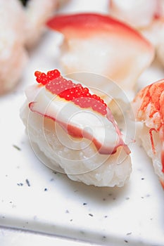 Traditional red roe sushi