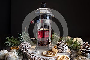 Christmas tea with decoration