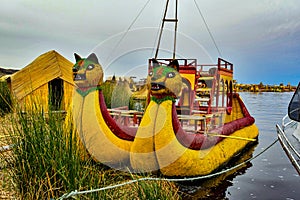 Traditional reed boats totora of the floating island of Uros 4