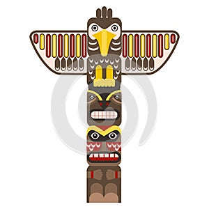 Traditional Religious Totem Pole with Animal. Vector photo