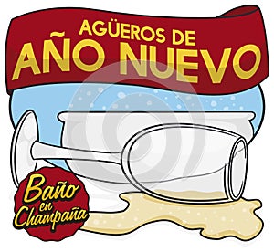 Traditional Representation of Colombia Omen for New Year: Champagne Bathing, Vector Illustration photo
