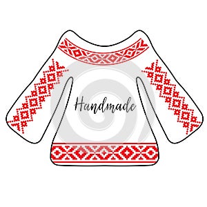 Traditional romanian blouse with embroidery and place for text
