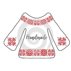 Traditional romanian blouse with embroidery and place for text