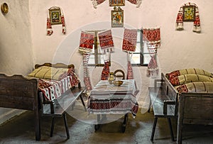 Traditional Romanian folk house interior
