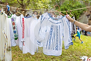 The traditional Romanian folklore blouse called IE and weared by both men and women photo