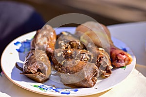 Traditional Romanian food called Sarmale served on a white plate