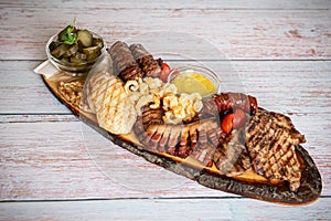 Traditional Romanian food. Close up view of a food plate made of pork meat