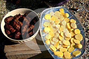 Traditional Romanian food made at a barbecue by my gorgeous wife.