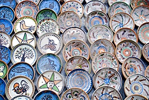 Traditional romanian handcrafted pottery plates