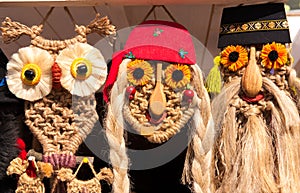 Traditional Romanian handmade funny masks souvenirs