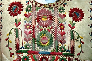 Traditional Romanian Hungarian costume detail with flower motif