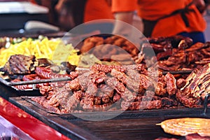 Traditional romanian mititei on grill