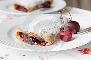 Traditional romanian and moldovan dessert with sour cherries - i photo