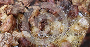 Traditional Romanian pork alms cooked in a Christmas fair. k video.