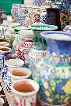 Traditional romanian pottery in market