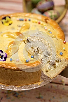 Traditional Romanian sweet cheesecake for Easter