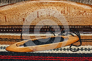Traditional Romanian Weaving Loom - detail on shuttle