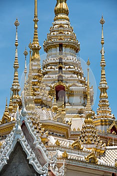 The traditional roof architecture of Wat Non Kum Temple, Sikhio, Thailand