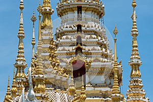 The traditional roof architecture of Wat Non Kum Temple, Sikhio, Thailand