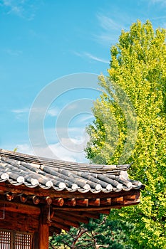 Traditional roof at Dongchundang Historical Park in Daejeon, Korea