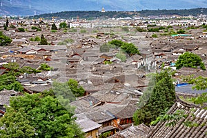 The traditional roofs of the old town of Lijiang, China