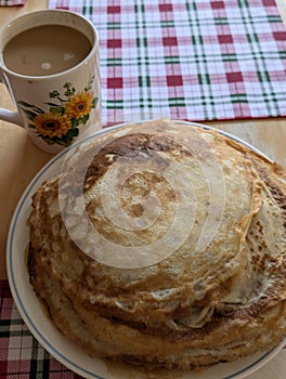 traditional russian blinchiki and coffee for breakfast