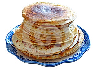 Traditional russian blini isolated on a white background. Pancakes. Pancake week. Maslenitsa