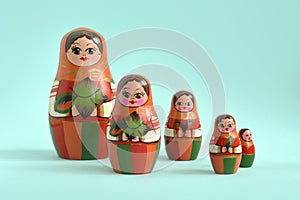 Traditional russian nesting dolls. Babushkas or matryoshkas