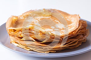 Traditional Russian pancakes with caviar and sour cream. Shrovetide