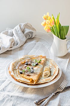 Traditional russian pancakes. Springtime. Shrovetide