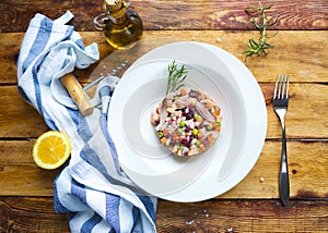 Traditional Russian salad Herring under a fur coat