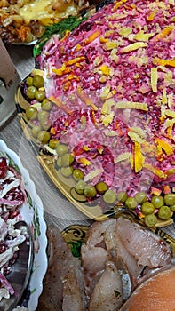 Traditional Russian salad Herring under a fur coat new year