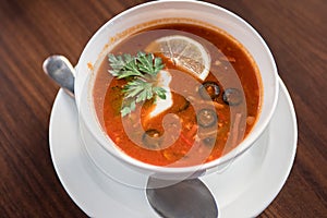 Traditional russian soljanka