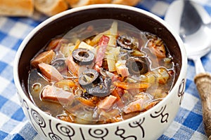 Traditional russian Soljanka soup