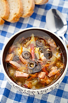 Traditional russian Soljanka soup